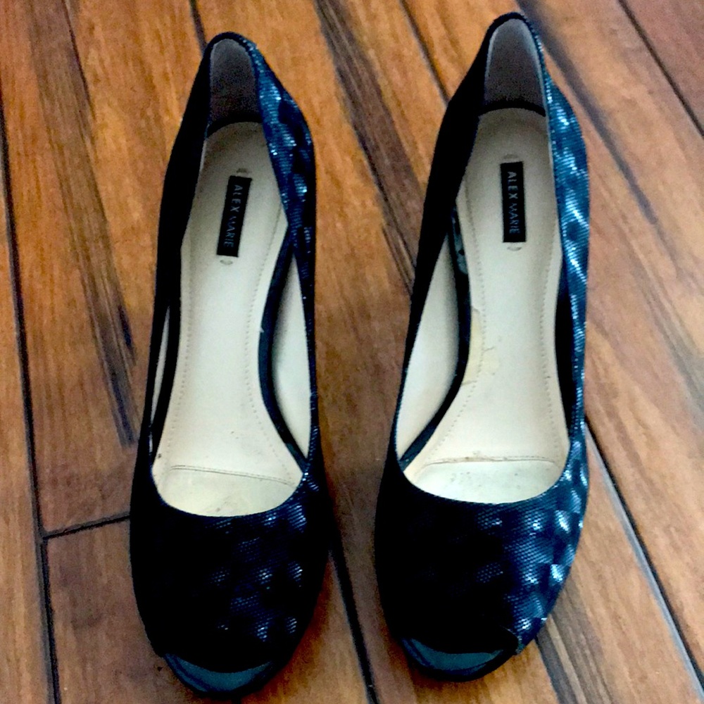 Alex Marie Peep Toe Heels Black